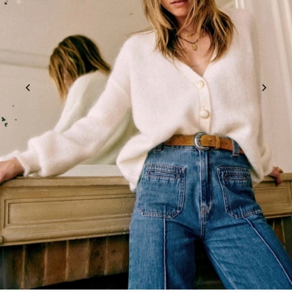 Sezane Augusto Trouser Jeans in Blue Denim Flare Size 36 US 4 - Picture 4 of 14